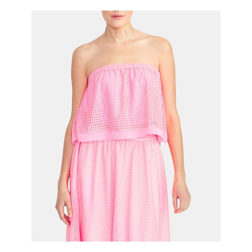 NWT RACHEL ROY Womens Pink Printed Sleeveless Strapless Crop Top Size: S